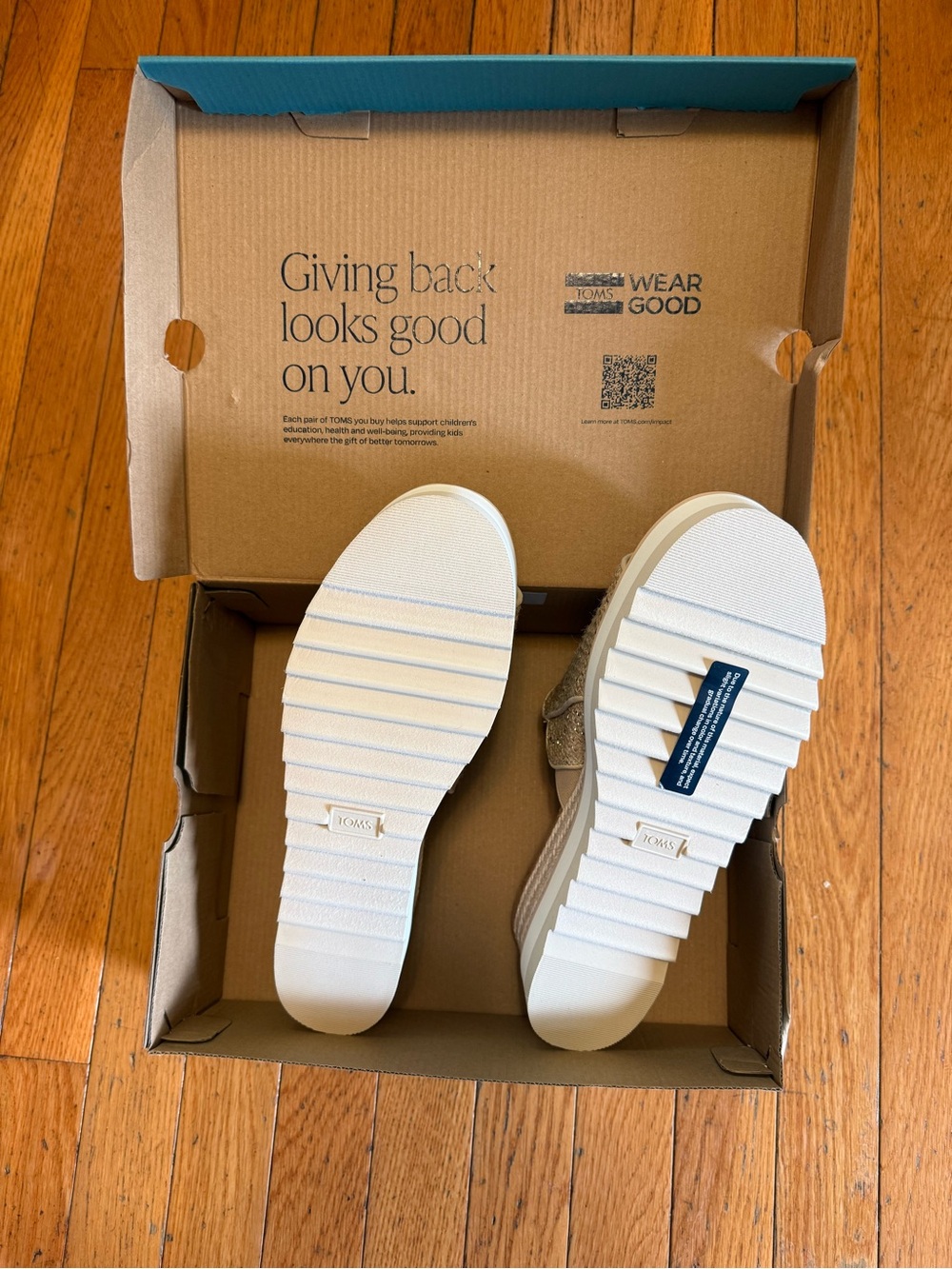 TOMS Gold-Tone Woven Slide Espadrilles - Picture 3 of 4